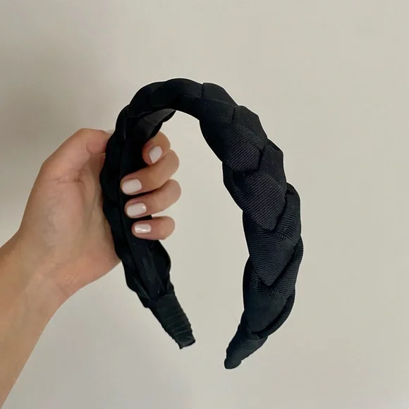 Zara brand new limited edition Black Braided Velvet Headband - Women Accessories Velvet Braided Headband (Black) - Sealed with a Kiss main image 4